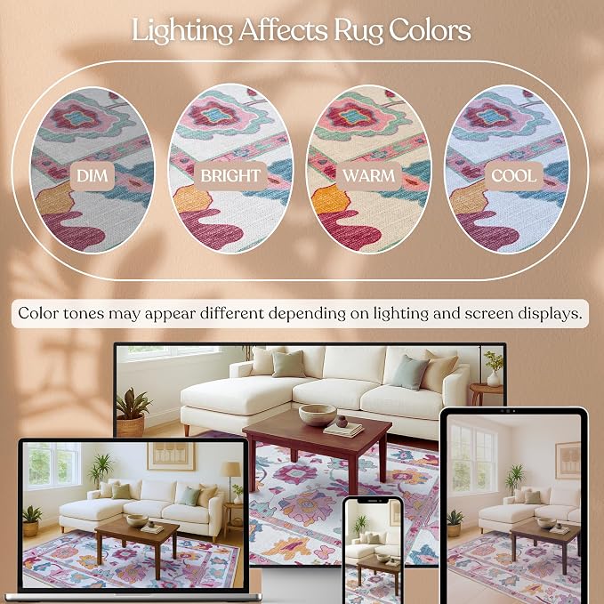Fame Living Pink Oushak Rug, Large Area Rugs - Image 7