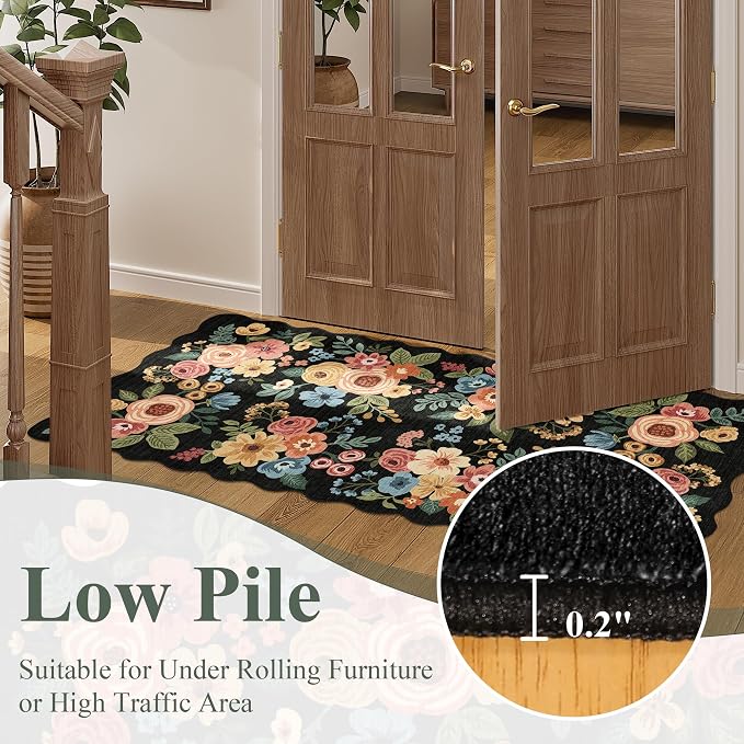 DUKINO 5x7 Area Rug, Floral Washable Rugs - Image 9