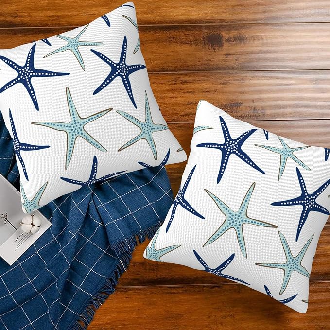 Throw Pillow Covers Nautical Starfish Pillow Covers 20x20 Inch Set of 2 Navy - Image 7