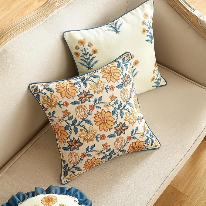 ISAENNE Design Square Simple Elegant Linen Throw Pillow Covers 18"x18" Pack of 2 - Image 8