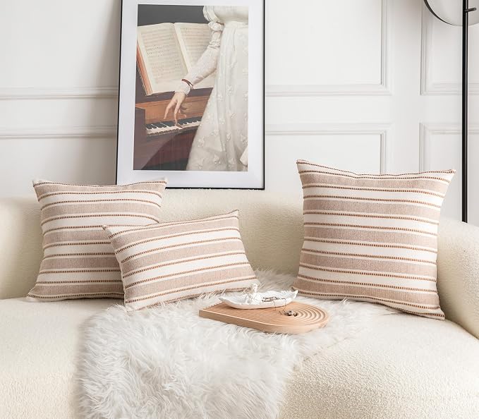 Decorative Boho Throw Pillow Covers, Farmhouse Textured Pillow Case, 22 x 22 - Image 6