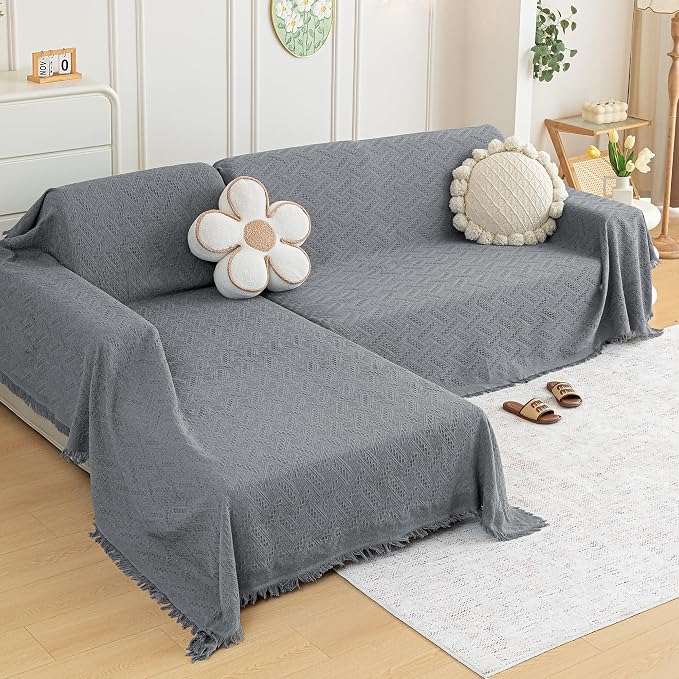 MYSKY HOME Couch Cover for Sectional Sofa, 2 Pieces Couch Covers for L Shape by MYSKYHOME