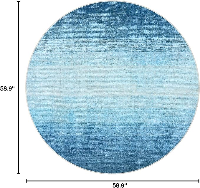 Wonnitar Modern Ombre Washable Round Rugs 5ft, Soft Circle Bedroom Area Rug - Image 2