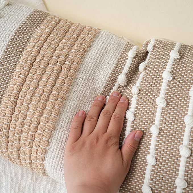 BlissBlush Brown Decorative Lumbar Pillow Cover 14x36 Boho Long Body Pillow - Image 6