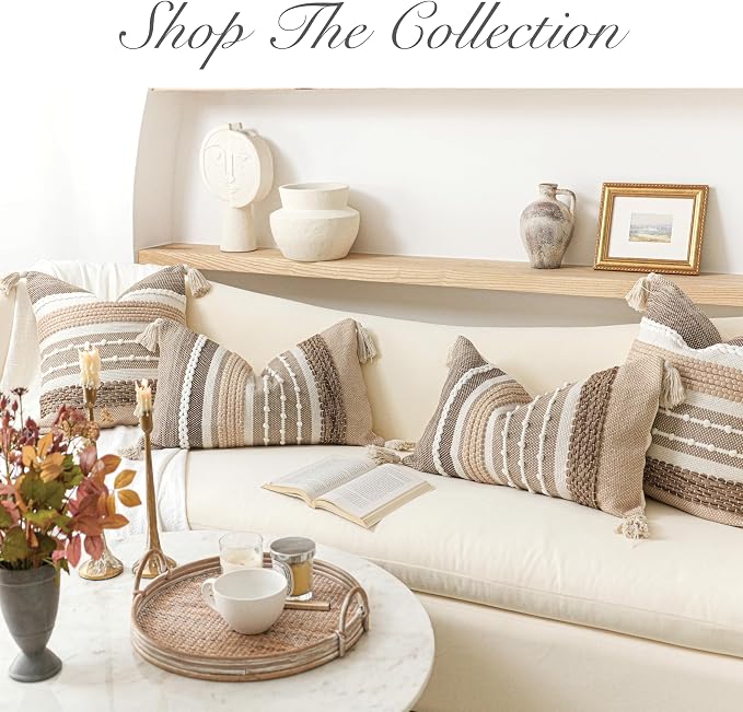 BlissBlush Brown Decorative Throw Pillow Cover 20x20 Square Boho Accent - Image 6