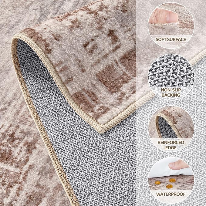 Area Rug for Living Room: 12x15 Washable Neutral Abstract Modern Soft Rugs Non - Image 7