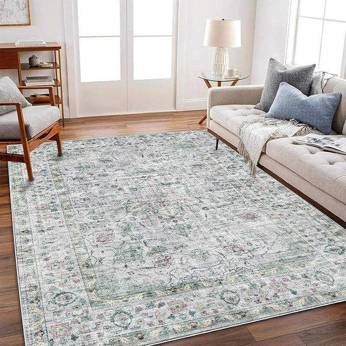Area Rug 6'x9' Washable Vintage Traditional Floor Cover Thin Retro Kitchen by CHAMPLANT