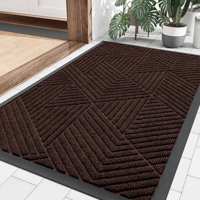 Smiry Front Door Mat Outside Entrance, Heavy Duty Sturdy Natural Rubber Doormat by Smiry