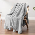Pavilia Light Grey Sherpa Throw Blanket by PAVILIA