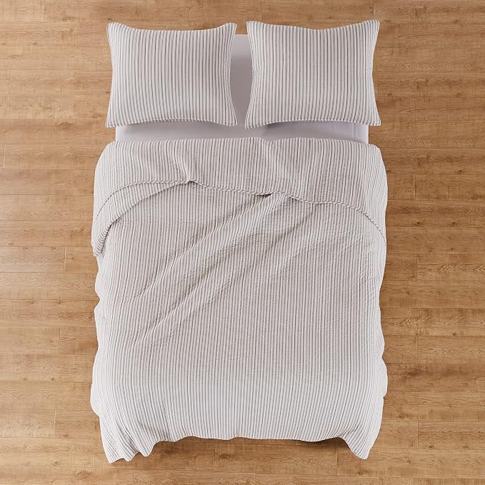Levtex Home Tobago Stripe Taupe Reversible Twin XL/Twin Quilt Set - Image 6