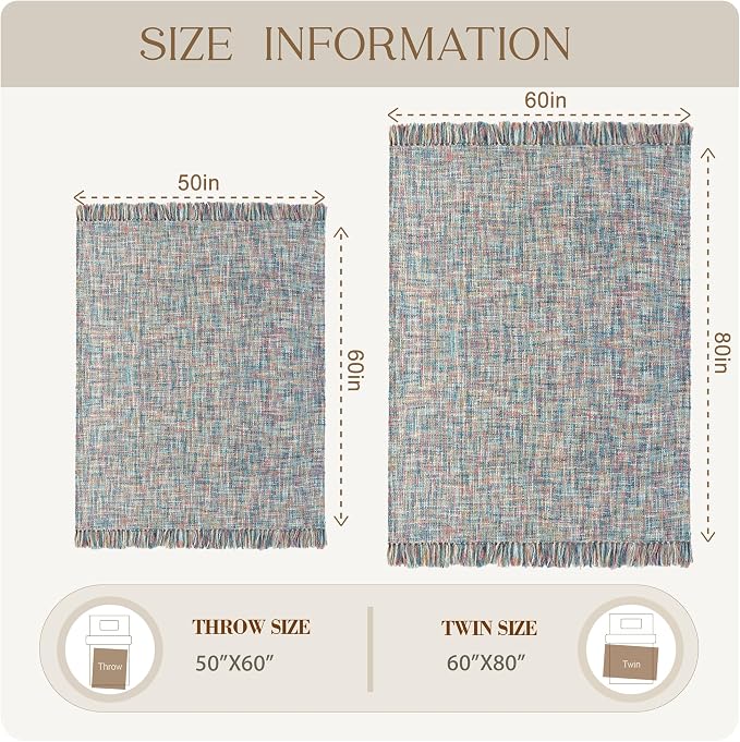 Multi-Color Pink Blue Cable Knitted Throw Blanket - Image 9