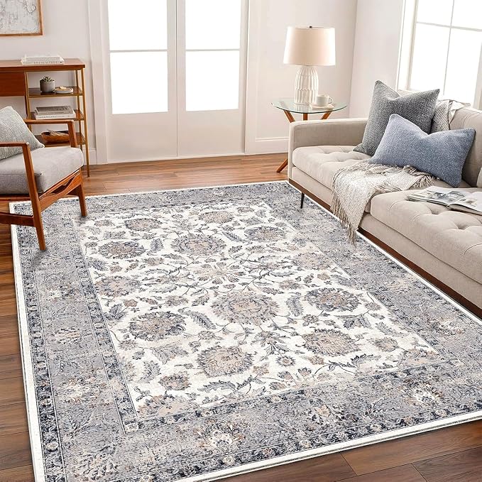 9x12 Washable Area Rug Medallion Distressed Design Boho Medallion Non-Shedding by CHAMPLANT