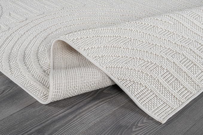 Beverly Rug Micro Loop Large Area Rug White 9x12 Modern Luxury Circle Geometric - Image 3
