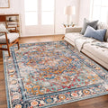 Washable Area Rug 10'x14' Boho Chic Medallion Distressed Design Non-Shedding by CHAMPLANT
