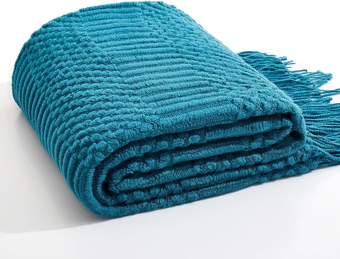 Teal Knitted Decorative Throw Blankets - Image 7
