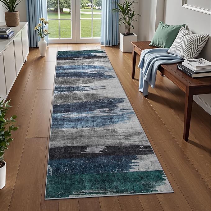 Ciicool 2x7 Washable Runner Rug, Modern Abstract Hallway Rugs Runner, Non-Slip - Image 2
