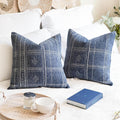 BlissBlush Dark Blue Decorative Throw Pillow Covers 22X22, Boho Farmhouse by BlissBlush