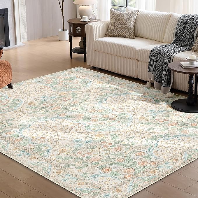 MUJOO Floral 5x7 Area Rugs, Washable Rug - Image 3