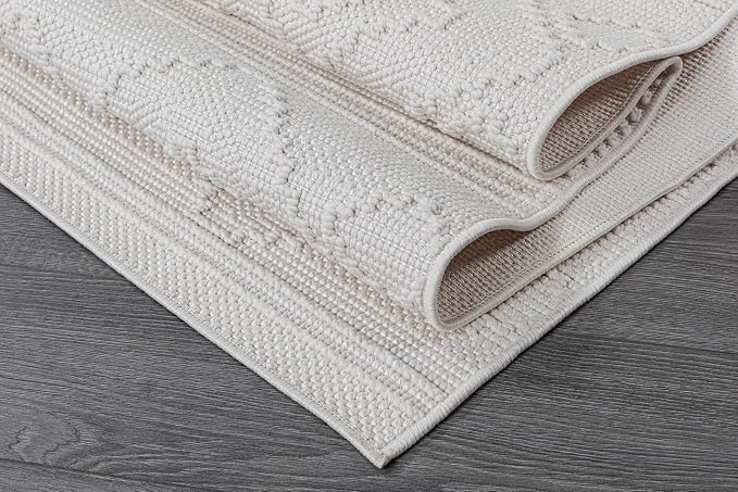 Beverly Rug Micro Loop Area Rug White 5x7 Modern Luxury Soft Boho Geometric - Image 10