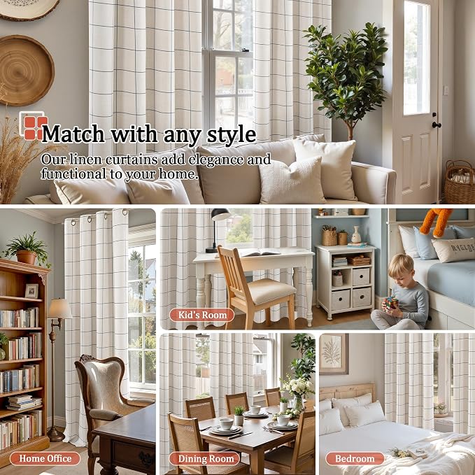 Plaid Curtains Pattern Printed 90 Inches Long - Image 4