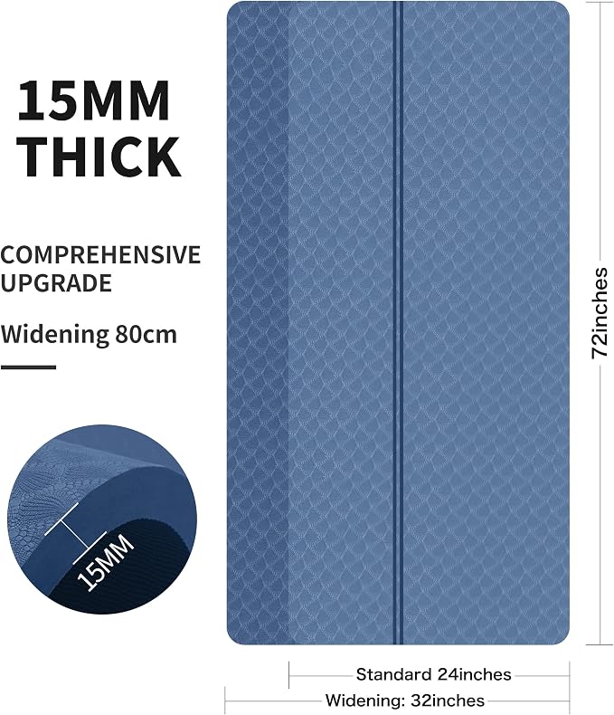 nuveti Large Exercise Mat - 15mm/20mm/30mm Thick Yoga Mat | Workout Mat - Image 3