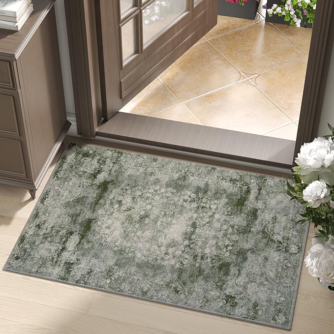 jinchan Green Floral 2x3 Rugs for Entryway by JINCHAN