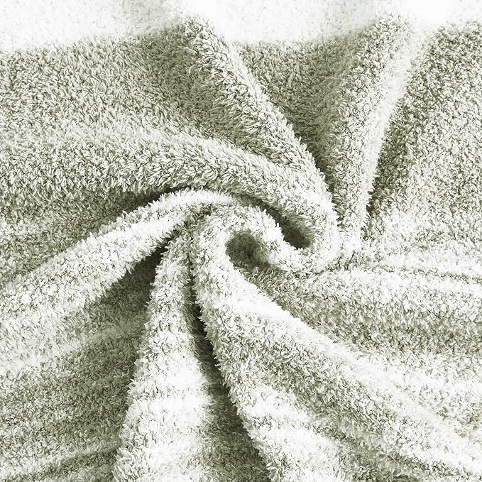 WRENGONGE Sage Green Throw Blanket, 60x80 Soft Cozy Striped Throw Blankets - Image 4