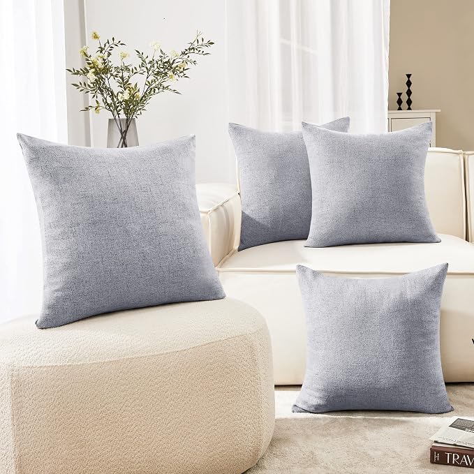 Deconovo Pillow Covers 18x18 Set of 4, Faux Linen Look Throw Pillow Cover by Deconovo