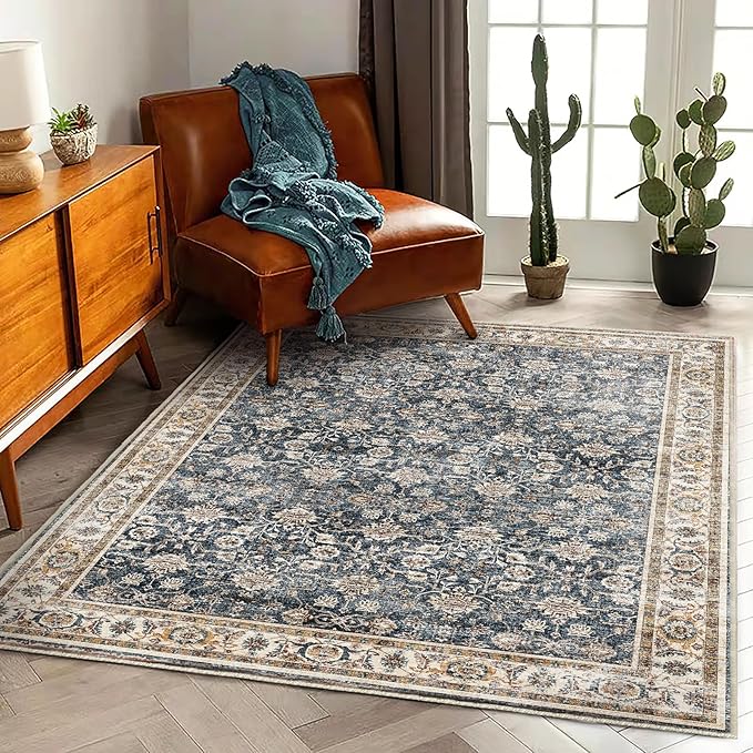 Washable Area Rug 4'x6' Vintage Traditional Floor Cover Foldable Thin Rugs by CHAMPLANT