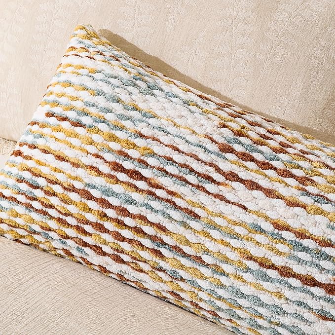 AmHoo Boho Chenille Pillow Cover Decorative Tufted Pillowcase - Image 4