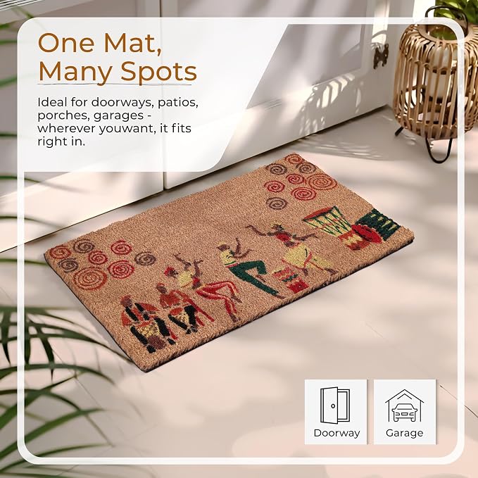Coir Door Mats 17" X 30", Non-Slip Sturdy, PVC Backed Heavy Duty, Joy of Music - Image 9