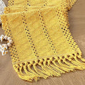 Yellow Table Runner with Tassels 90 Inches Long by FEXIA