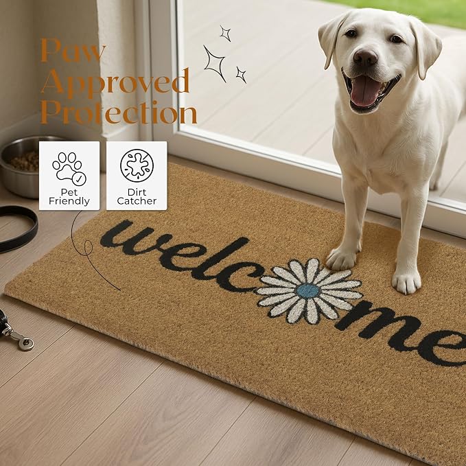 Coir Door Mats 17" X 30", Non-Slip Sturdy, PVC Backed Heavy Duty, Welcome - Image 5