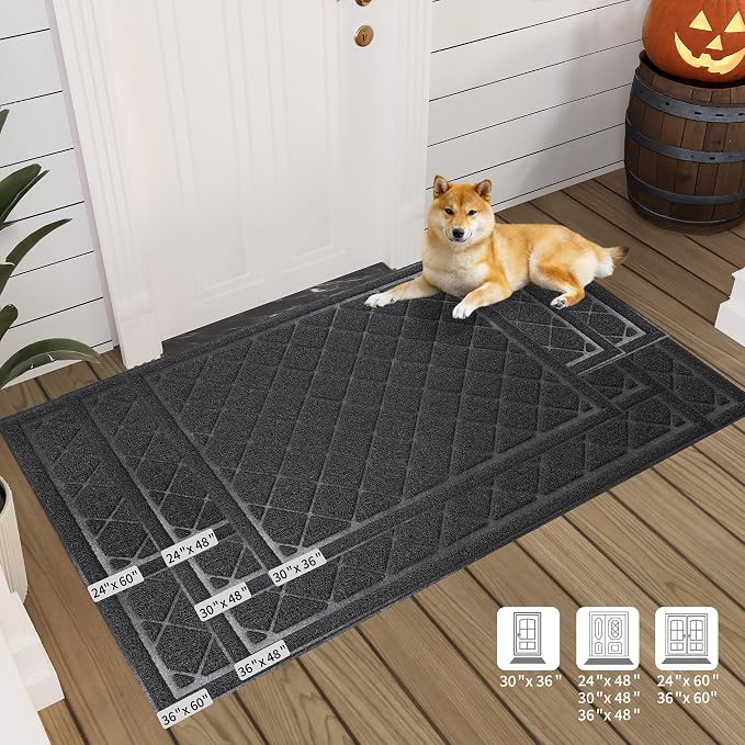 Front Door Mat Indoor Outdoor, Heavy Duty Low Profile Entrance Rug - Image 2