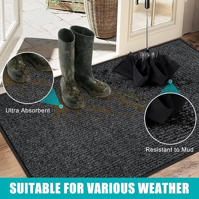 Azadx 3'x5' Front Door Mat Heavy Duty Indoor Outdoor Door Mat Non-Slip Backing - Image 3