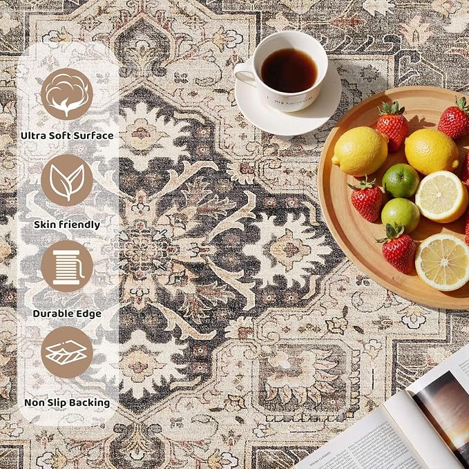 8ft Round Vintage Living Room Area Rug - Image 2