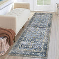 KUTA Vintage Washable Runner Rug, 2x6 Blue Grey Beige Runners by KUTA