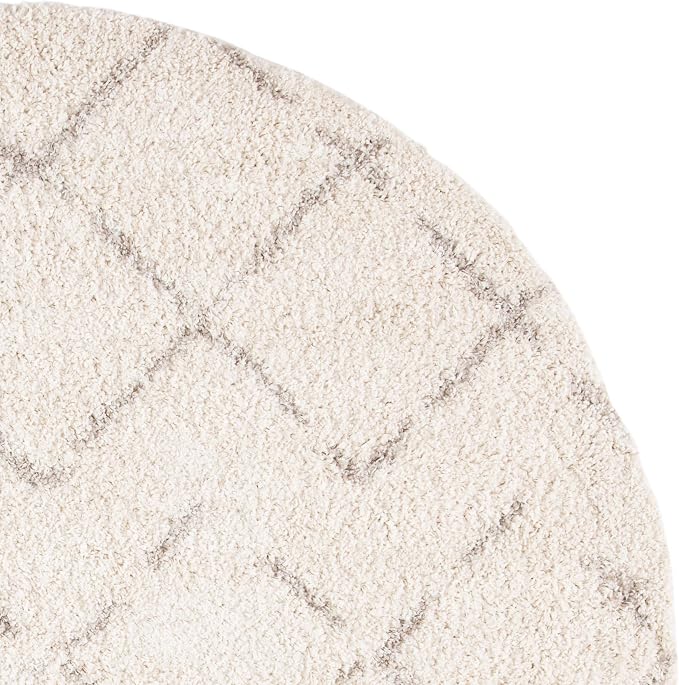 SAFAVIEH Arizona Shag Collection 5'1" Round Ivory/Beige ASG743A Moroccan - Image 4