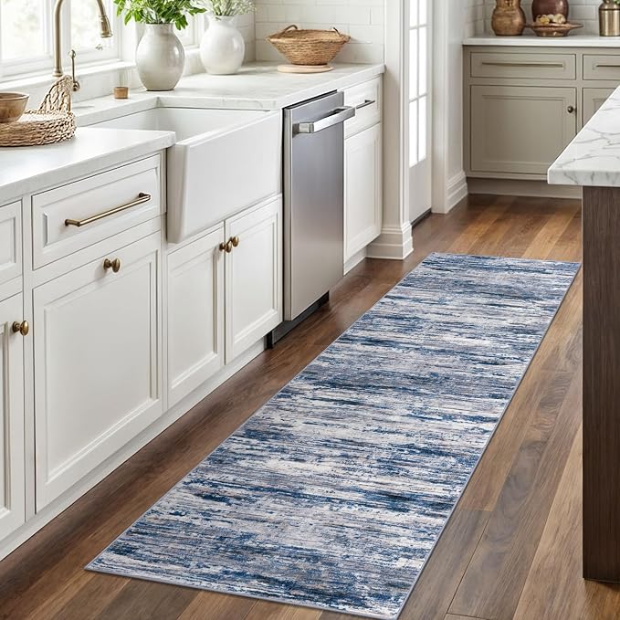 2x6 Modern Abstract Runner Rug for Hallways, Non-Shedding Washable Rug for - Image 2