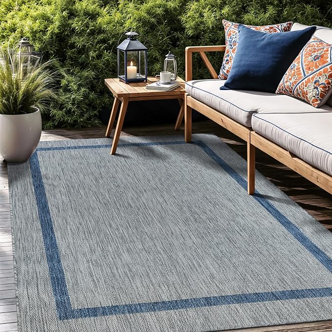 Bordered Outdoor Rug 5x7 Washable Outside Carpet - Image 6