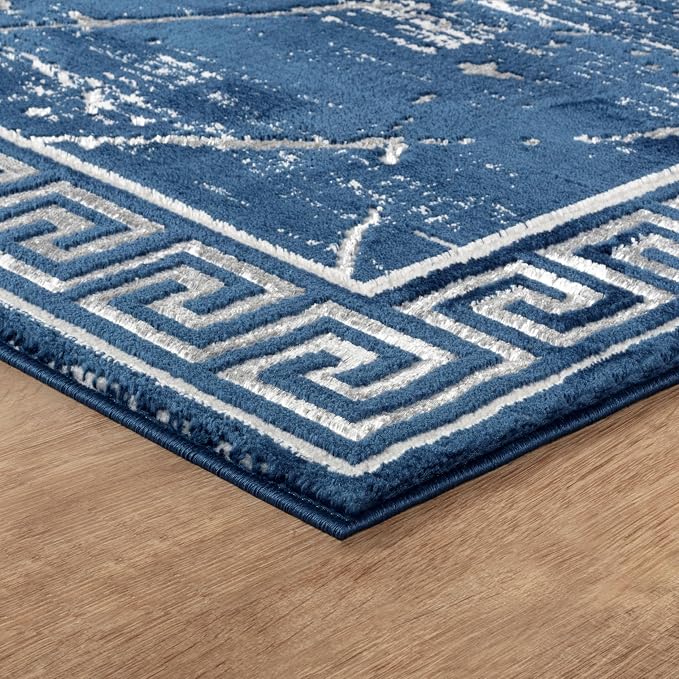 GLORY RUGS Area Rugs Marble 5x7 Navy Gray Carpet Modern Abstract Rug Living - Image 6