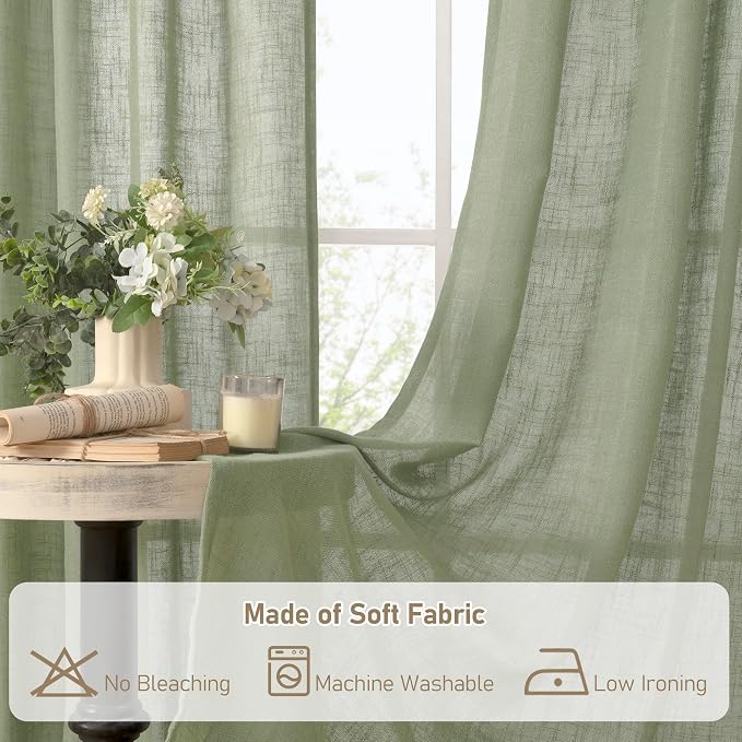 LAMIT Sage Green Linen Curtains - Image 8