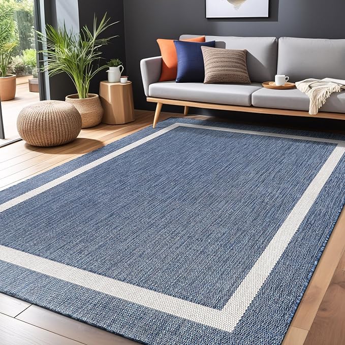 Bordered Outdoor Rug 6x9 Washable Outside Carpet - Image 5