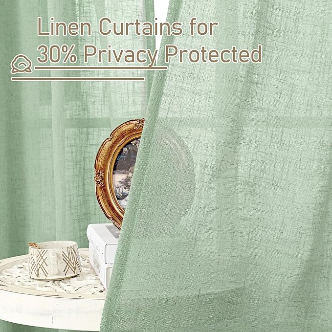 LAMIT Fresh Green Linen Curtains - Image 5