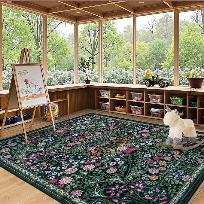 Area Rug Living Room Rugs: Floral 4x6 Washable Rug Vintage Soft Boho Non-Slip - Image 5