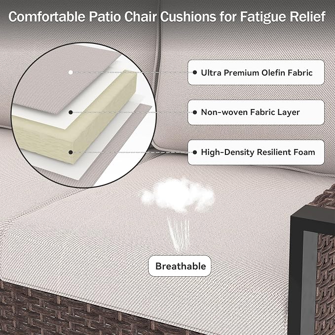 Outdoor Chair Cushions 23" x 24" x 4", Patio Deep Seat Replacement Cushions Set - Image 11