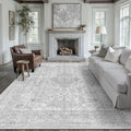 Gray Area Rug 8x10 for Living Room Washable Vintage Carpet Low Pile Non Slip by PureCozy