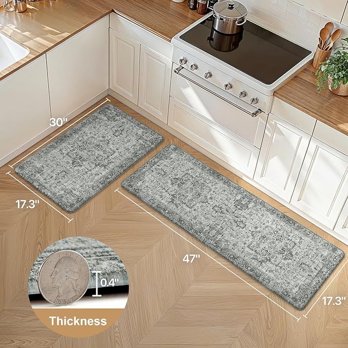GENIMO Kitchen Mats for Floor 2PCs, Washable Anti Fatigue Mat for Cushioned - Image 2