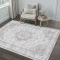 Grey Gray Area Rug 4x6 Washable Vintage Carpet by PureCozy