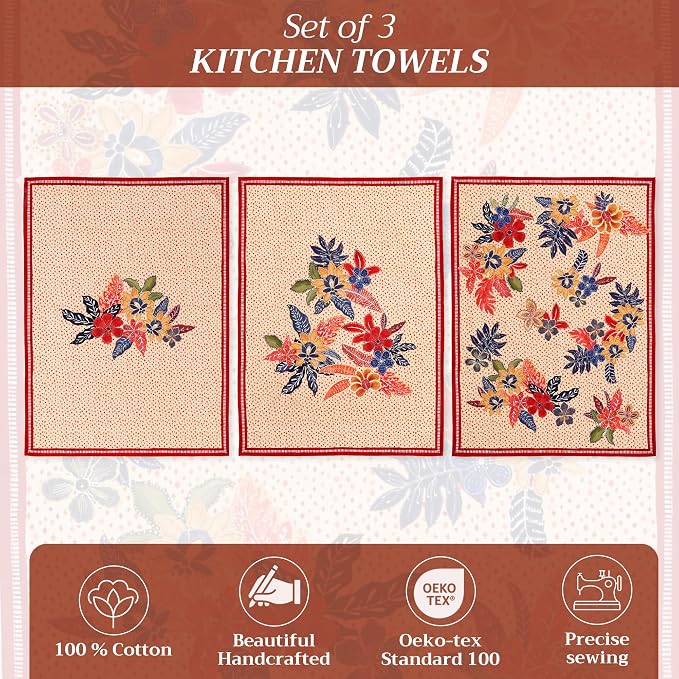Maison d' Hermine Kitchen Towels Set of 3 100% Cotton 20" x 27.5" Reusable - Image 2